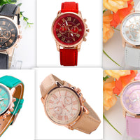 Three eye watches, retro GENEVA, Geneva students, couples, watches, men's belts, quartz trends watches