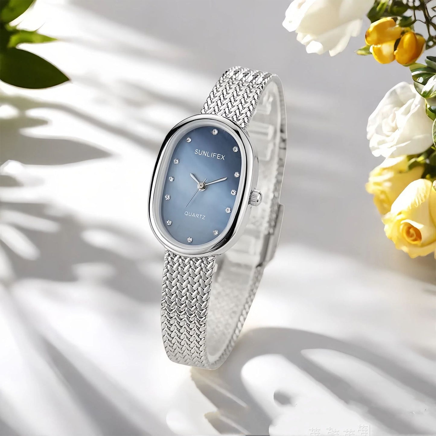 Sunlifex Cross-Border Bestseller Small-Dial Oval Gold Wheat-Grain Watch